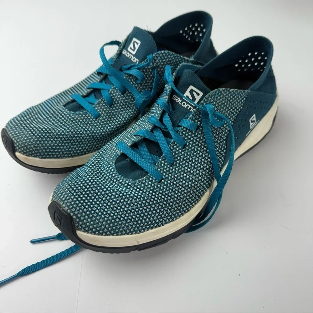 Salomon Womens 7 Tech Lite Water Shoes Icy Morn Teal/Aqua Lace Up Waterproof